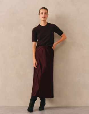 Double Satin Bias Skirt - Oxblood