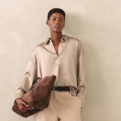 Double Satin Relaxed Popover Shirt