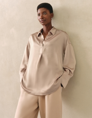 Double Satin Relaxed Popover Shirt