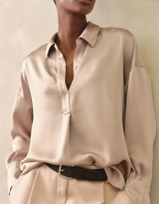 Double Satin Relaxed Popover Shirt
