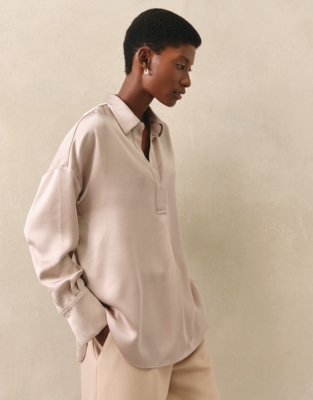 Double Satin Relaxed Popover Shirt