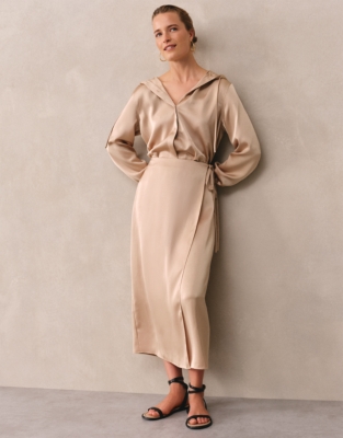 Double Satin Wrap Skirt