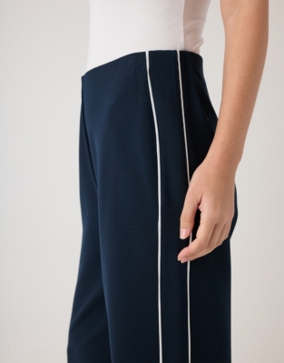 Double Side Stripe Jersey Wide Leg Trousers