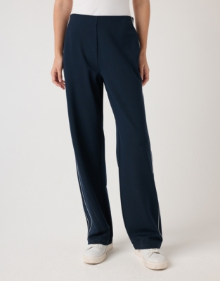 Double Side Stripe Jersey Wide Leg Trousers