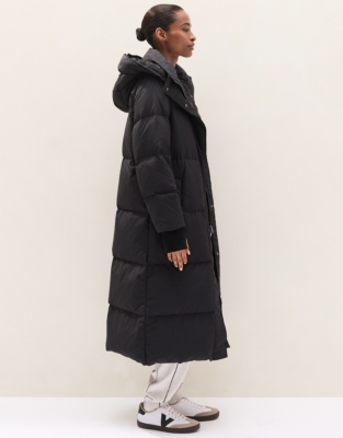 Down Filled Long Puffer Coat - Black