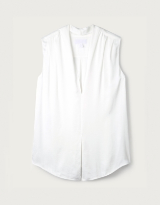 DrapeNeck Washed Satin Sleeveless Top Clothing Sale The White
