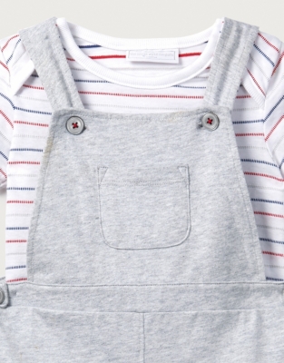 Dungaree & Stripe Bodysuit Set Baby Boys' The White Company UK