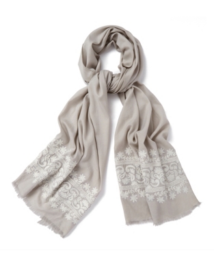 Embroidered Border Scarf | Clothing | The White Company UK
