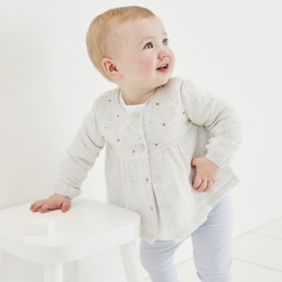 Embroidered Heart Cardigan | Baby Girls' | The White Company UK