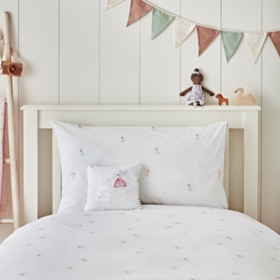 White company clearance cot bed bedding