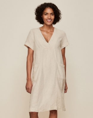 Linen dress shop v neck