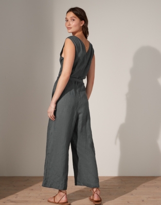 Easy Linen V-neck Jumpsuit | Clothing Sale | The White Company UK