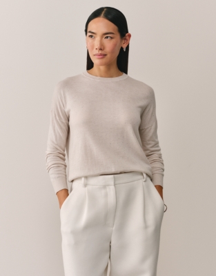 Embellished Jumper with Cashmere - Beige