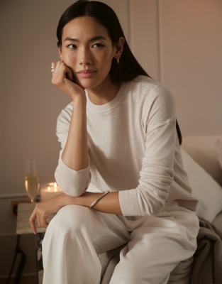 Embellished Jumper with Cashmere - Beige