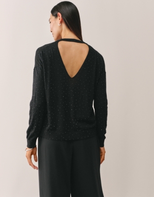 Embellished Jumper with Cashmere - Black