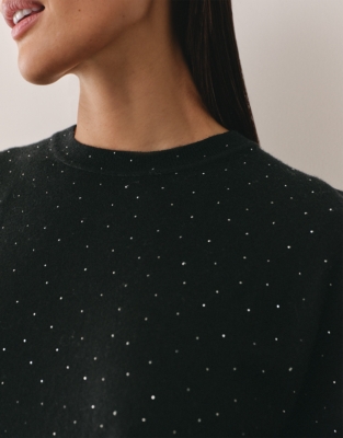 Embellished Jumper with Cashmere - Black