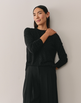 Embellished Jumper with Cashmere - Black