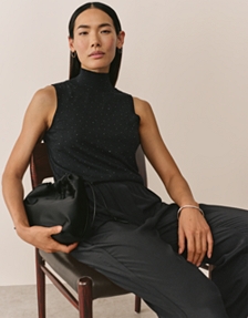 Embellished Sleeveless Knitted Tank with Cashmere