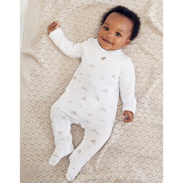 Embroidered Bear-Print Sleepsuit | Baby Boys' | The  White Company