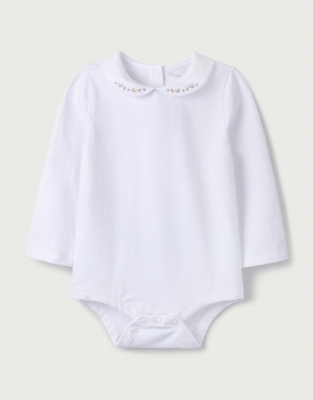 EmbroideredCollar Bodysuit Baby & Children's Sale The White Company UK