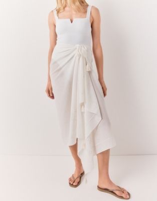 Embroidered Cotton Voile Sarong