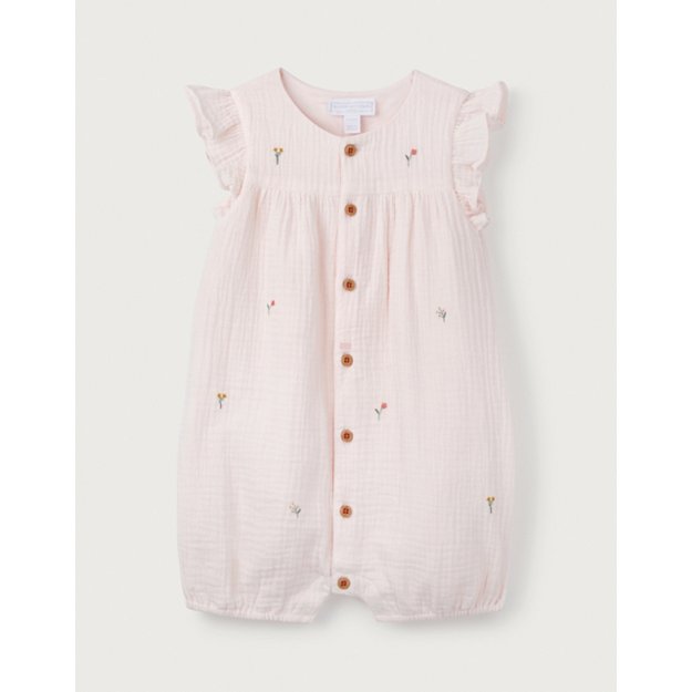 Embroidered Crinkle-Cotton Shortie (0–24mths) | Baby Girls' | The White Company