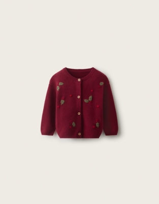 Embroidered Holly & Hearts Cardigan (0–4yrs)