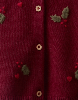  Embroidered Holly & Hearts Cardigan (0–4yrs)