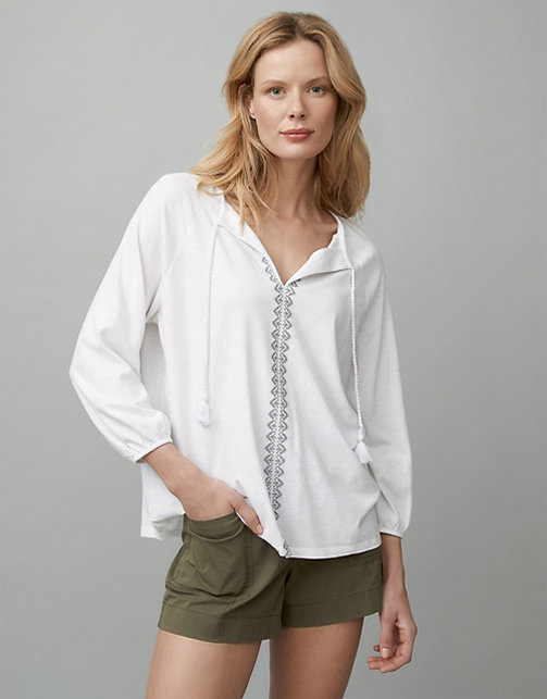 Embroidered Jersey Blouse | Clothing Sale | The White Company UK