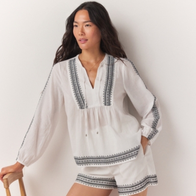 Embroidered Long Sleeve Blouse