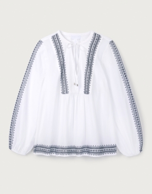 Embroidered Long Sleeve Blouse