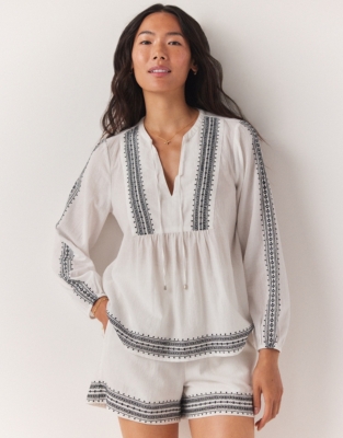 Embroidered Long Sleeve Blouse