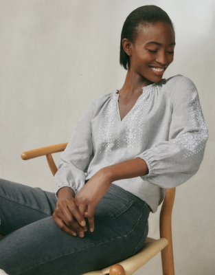 Embroidered Long Sleeve Boho Blouse Clothing Sale The White Company UK