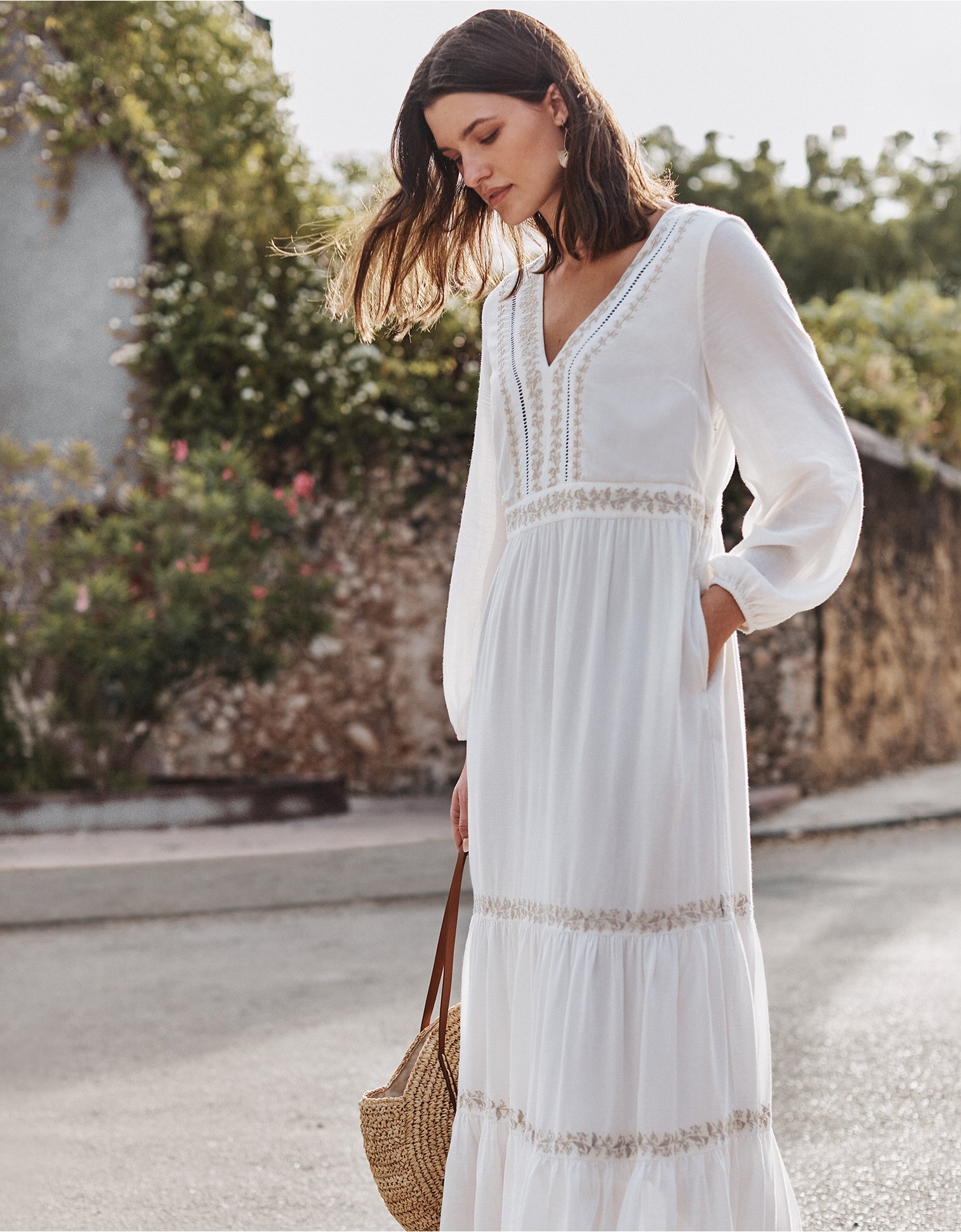 white embroidered maxi dress