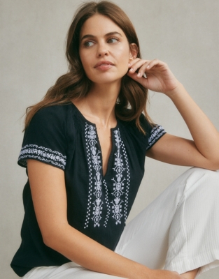 Embroidered Organic Cotton Blouse | & Blouses | The White US