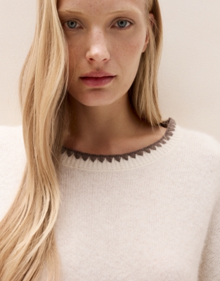 Embroidered Stitch-Detail Jumper with Alpaca
