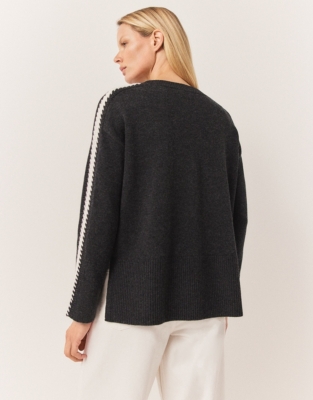 Embroidered Stitch Jumper with Cashmere