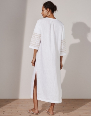 EmbroideredLinen Maxi Beach CoverUp Clothing Sale The White Company UK