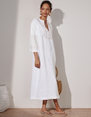 EmbroideredLinen Maxi Beach CoverUp Clothing Sale The White Company UK