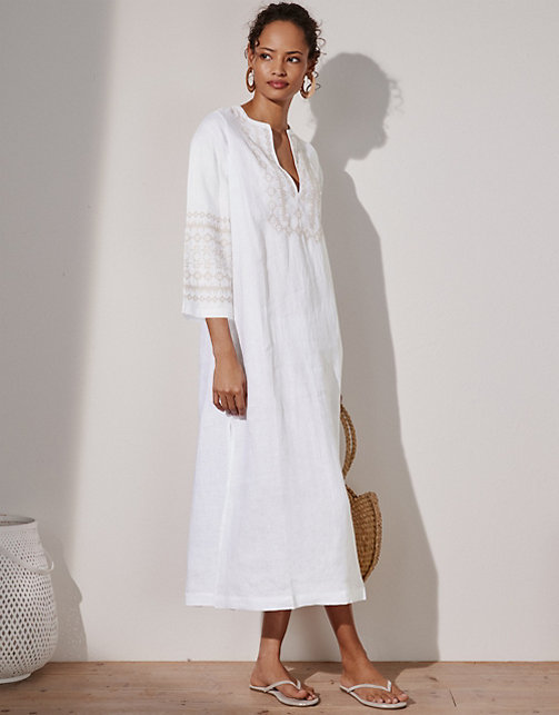 Embroidered-Linen Maxi Beach Cover-Up | Clothing Sale | The White ...