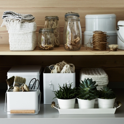 Enamel Herb Pots with Tray Decorative Accessories The White Company UK