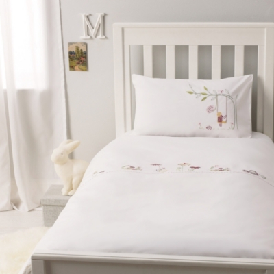 White company cot on sale bedding