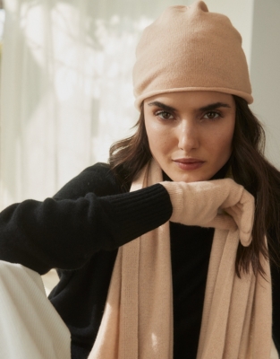 white company hat and scarf