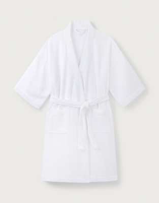 Essential Cotton Short Robe - White