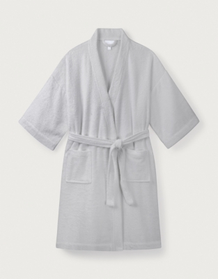 Essential Cotton Short Robe - Pale Gray