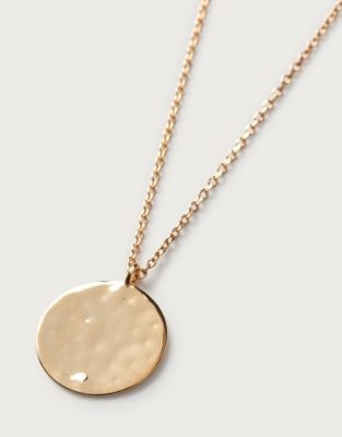 Estella Bartlett Hammered Disc Pendant Necklace - Gold