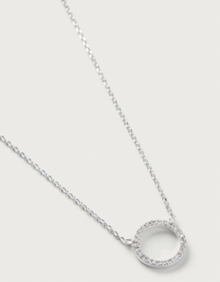 Estella Bartlett Pave Circle Necklace - Silver
