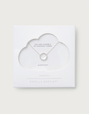 Estella Bartlett Pave Circle Necklace - Silver
