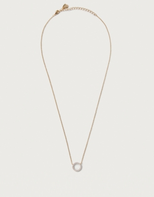 Estella Bartlett Pave Circle Necklace - Gold