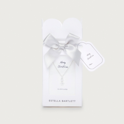 Estella Bartlett Silver Plated Star and Cubic Zirconia Droplet Necklace